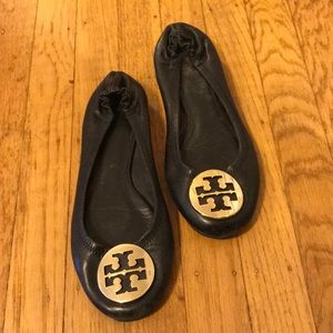 TORY BURCH Black/Gold Classic Ballet Flats Size 7